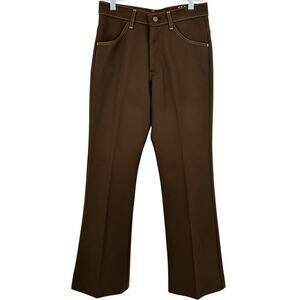 Vintage 70s 80s Farah Men's Brown Polyester Rancher Western Pants (28"x30.5")